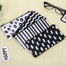Load image into Gallery viewer, Black White Wave stripe canvas school pen case