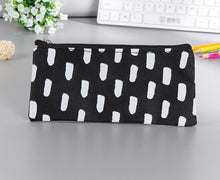 Load image into Gallery viewer, Black White Wave stripe canvas school pen case
