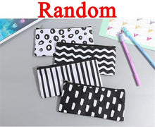 Load image into Gallery viewer, Black White Wave stripe canvas school pen case