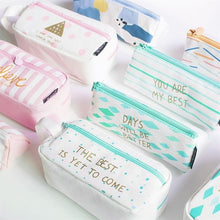 Load image into Gallery viewer, Large Capacity Grid Canvas School Pencil Cases
