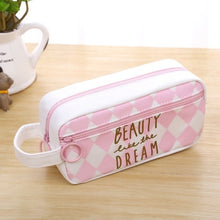 Load image into Gallery viewer, Large Capacity Grid Canvas School Pencil Cases