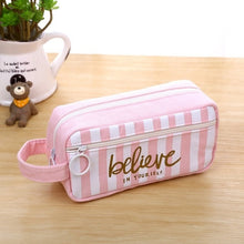 Load image into Gallery viewer, Large Capacity Grid Canvas School Pencil Cases